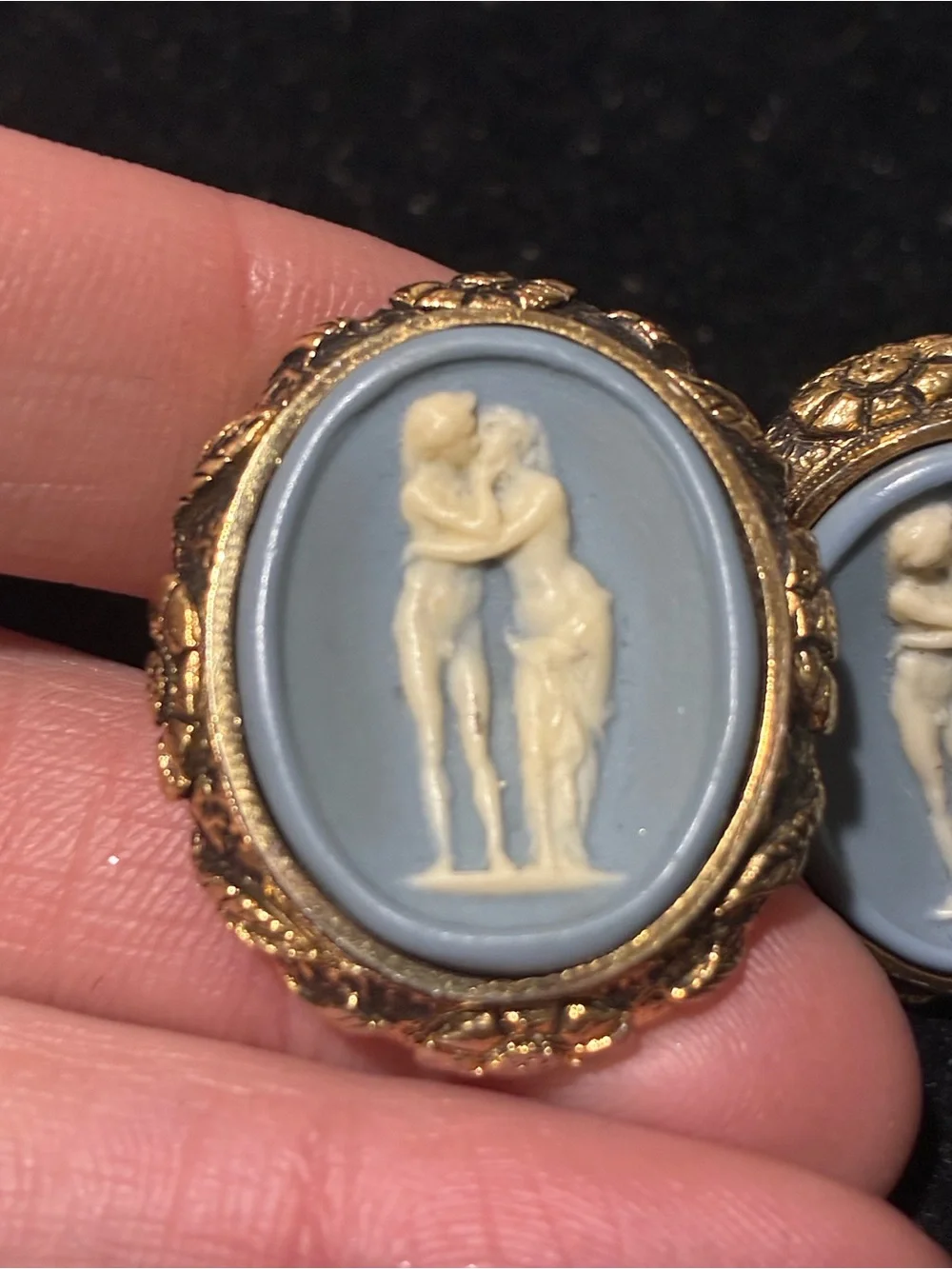 Vintage Wedgwood Style Lovers Embrace Cameo Cufflinks